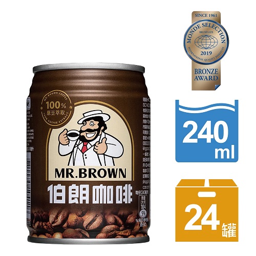 【金車伯朗】伯朗咖啡240ml-24罐/箱